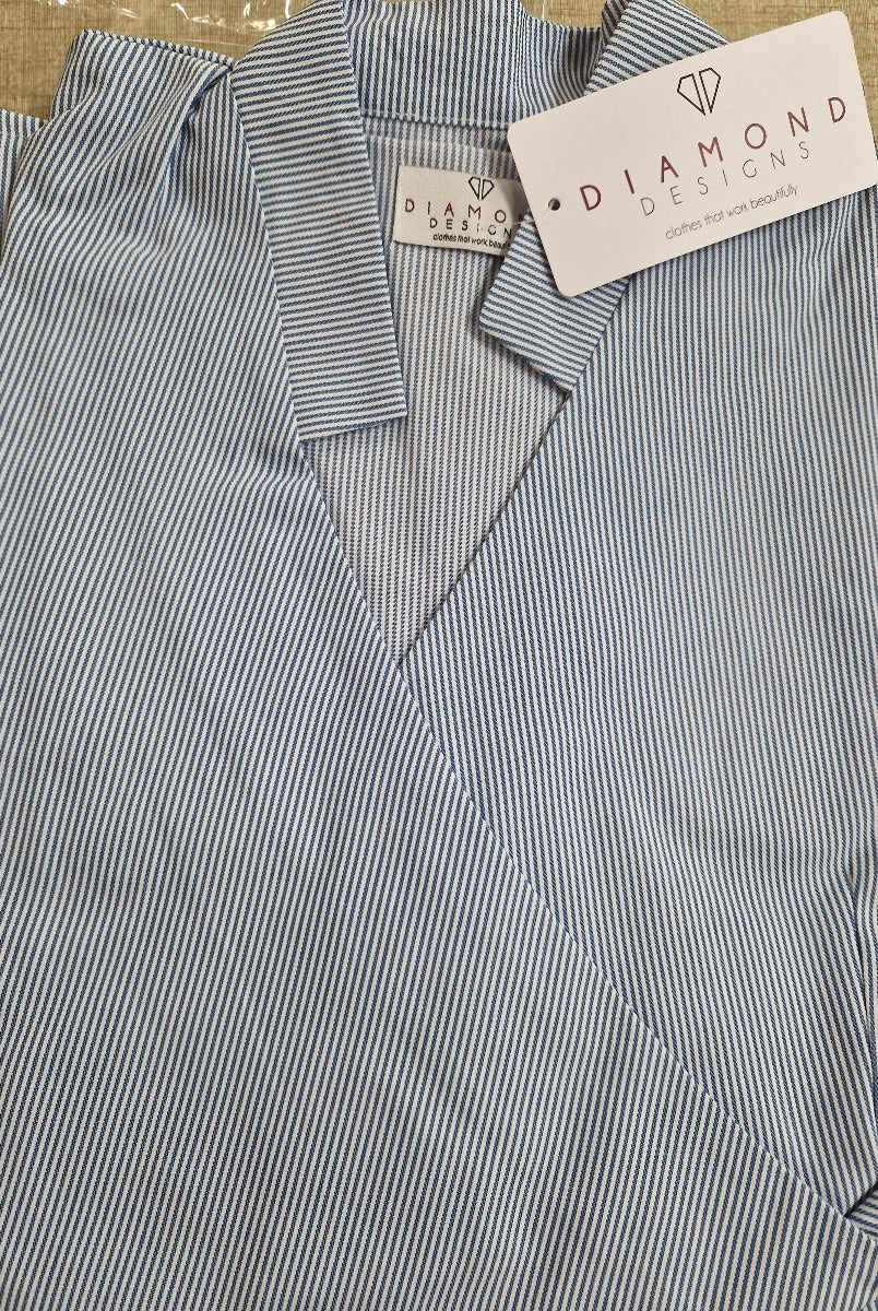 Maternity Nurses Wraparound Tunic | BLUE STRIPE/NAVY