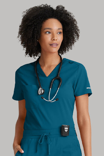 Grey's Anatomy Bree Tuck-in Scrub Top  | Bahama / Caribbean
