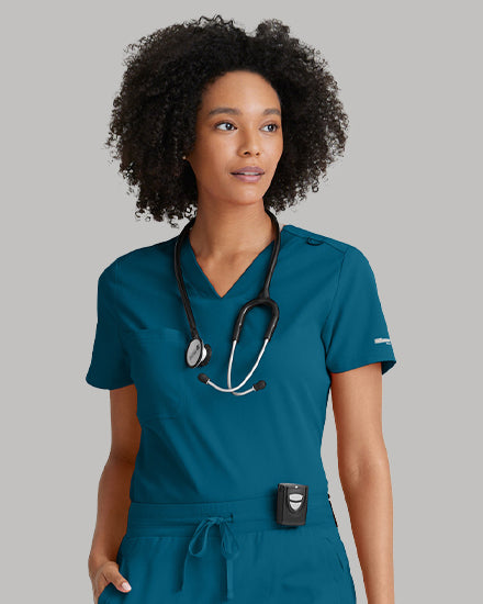 Grey's Anatomy Bree Tuck-in Scrub Top | Bahama / Caribbean