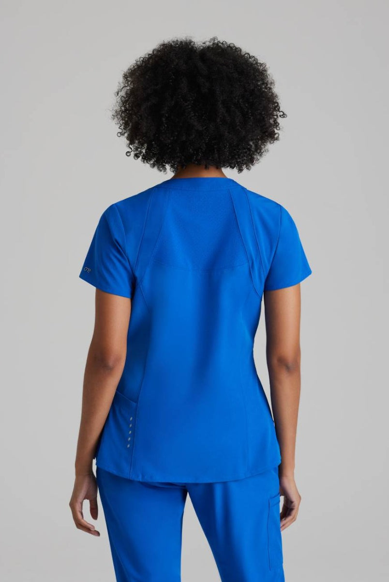 Barco One 4 Pocket V-Neck Perforated Panel Scrub Top | New Royal