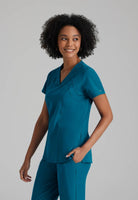 Barco One 4 Pocket V-Neck Perforated Panel Scrub Top | Bahama / Caribbean