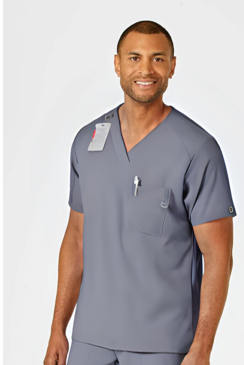 W123 MEN'S V-NECK TOP | Grey