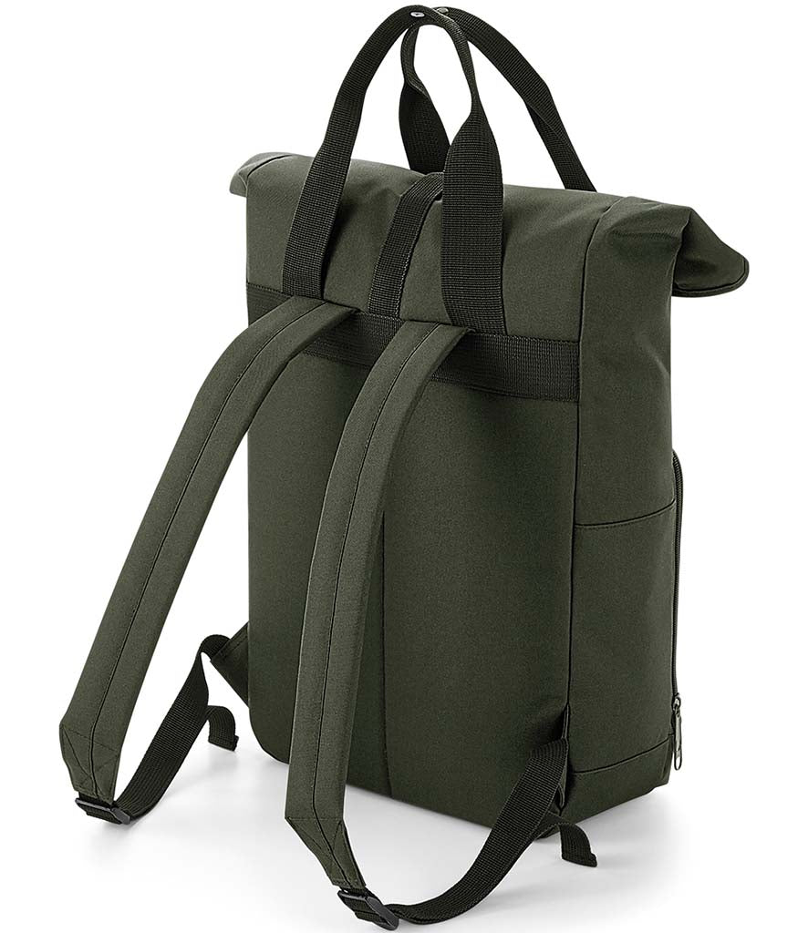 BG118 BagBase Recycled Twin Handle Roll-Top Backpack | OLIVE
