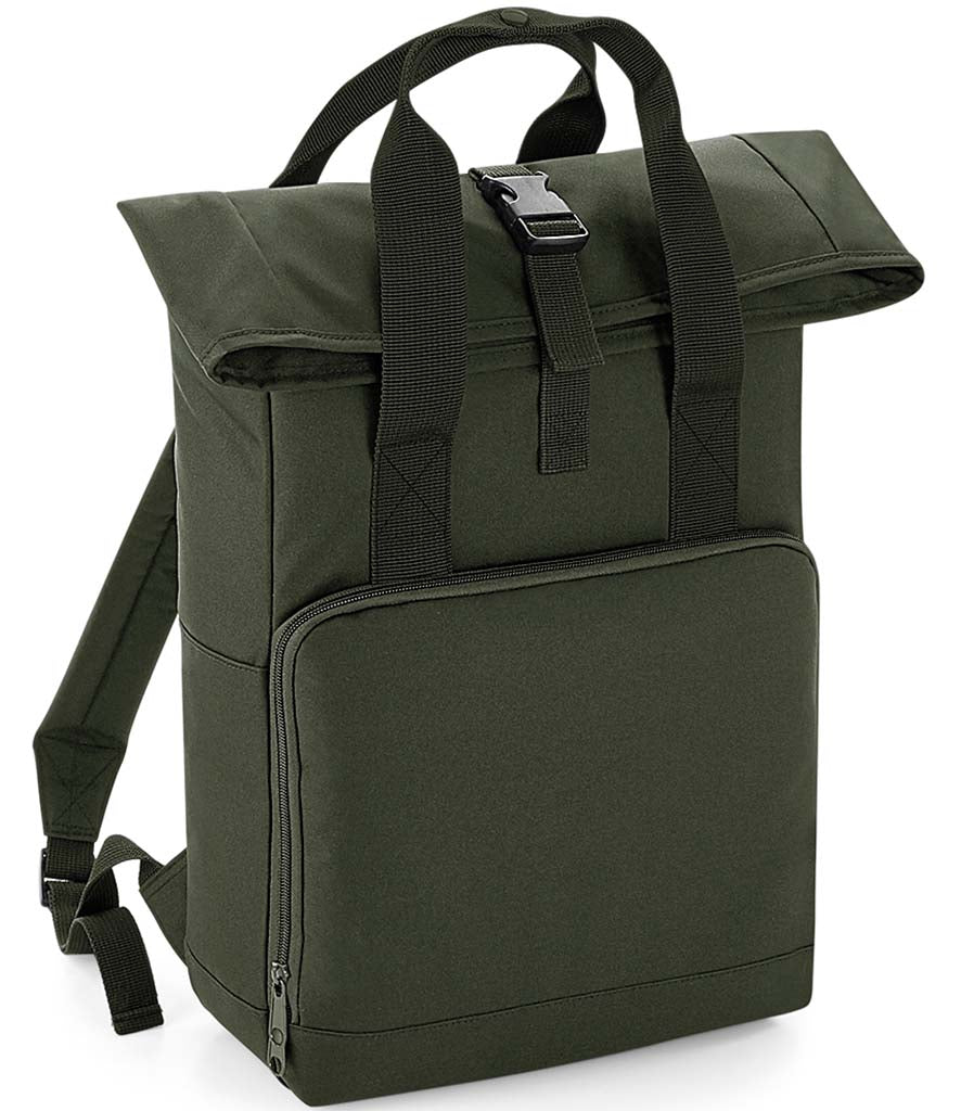 BG118 BagBase Recycled Twin Handle Roll-Top Backpack | OLIVE