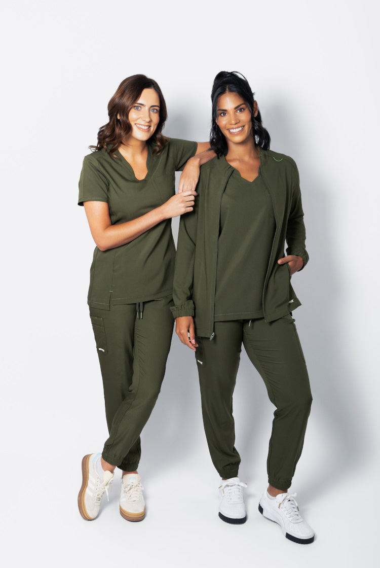 Grey's Anatomy Evolve Sway Scrub Top  | Fern