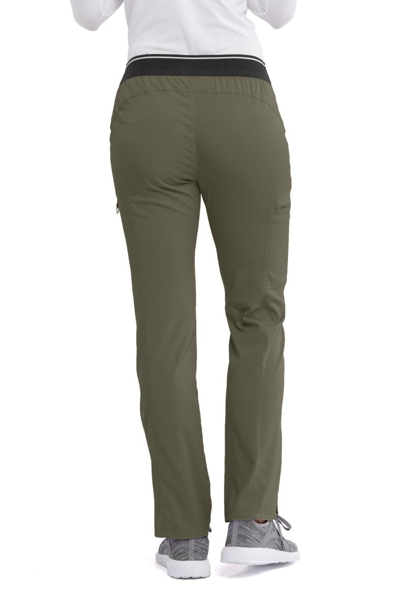Greys Anatomy Kim 3 Pocket Elastic Back Waistband Zip-Pocket Pants | OLIVE