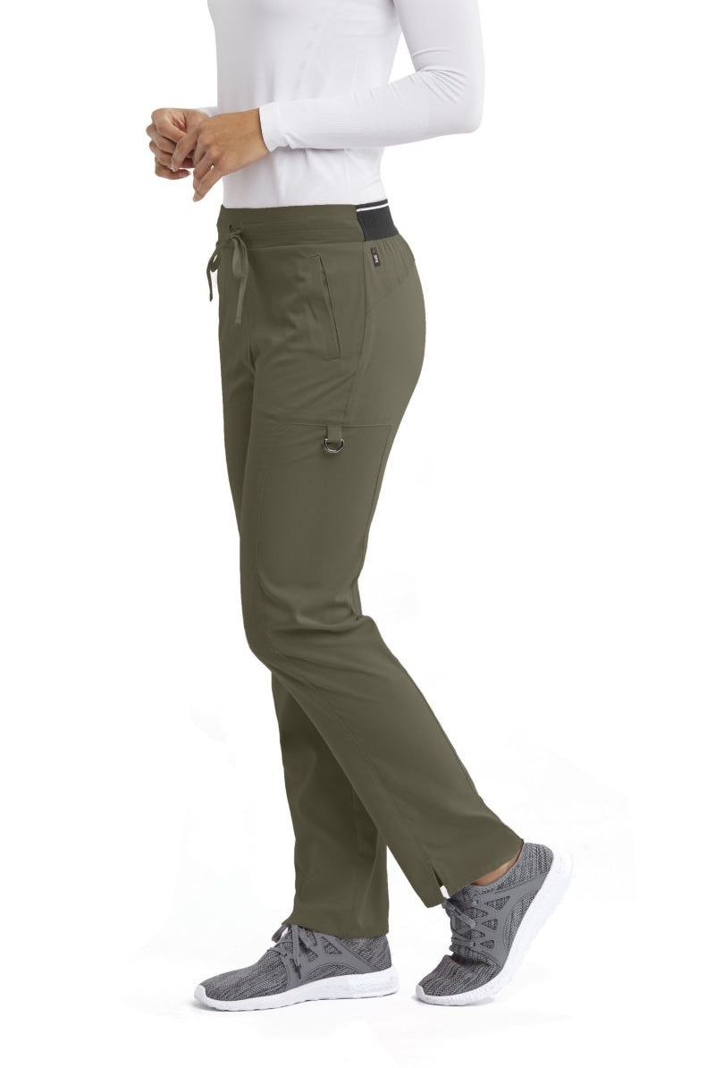 Greys Anatomy Kim 3 Pocket Elastic Back Waistband Zip-Pocket Pants | OLIVE