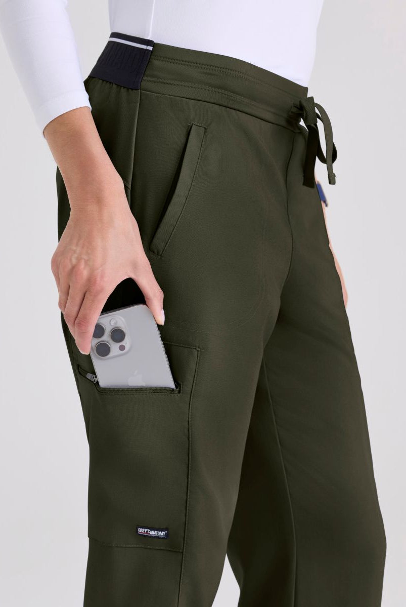 Greys Anatomy Kim 3 Pocket Elastic Back Waistband Zip-Pocket Pants | OLIVE