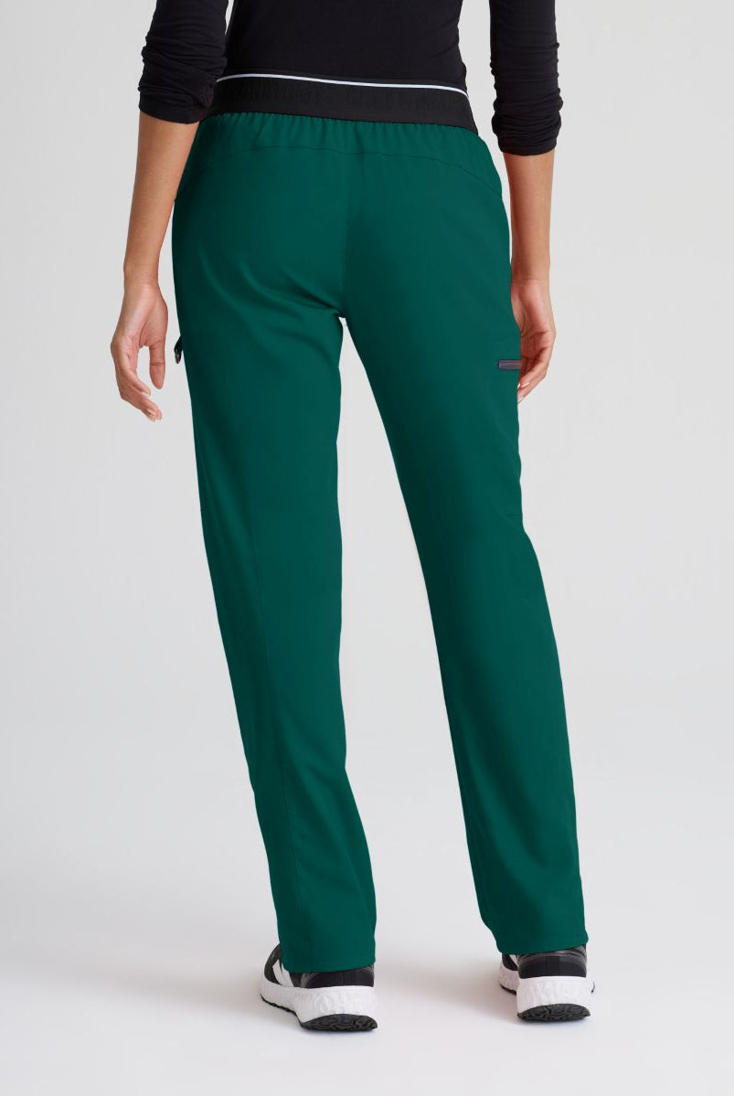 Greys Anatomy Kim 3 Pocket Elastic Back Waistband Zip-Pocket Pants | Hunter Green