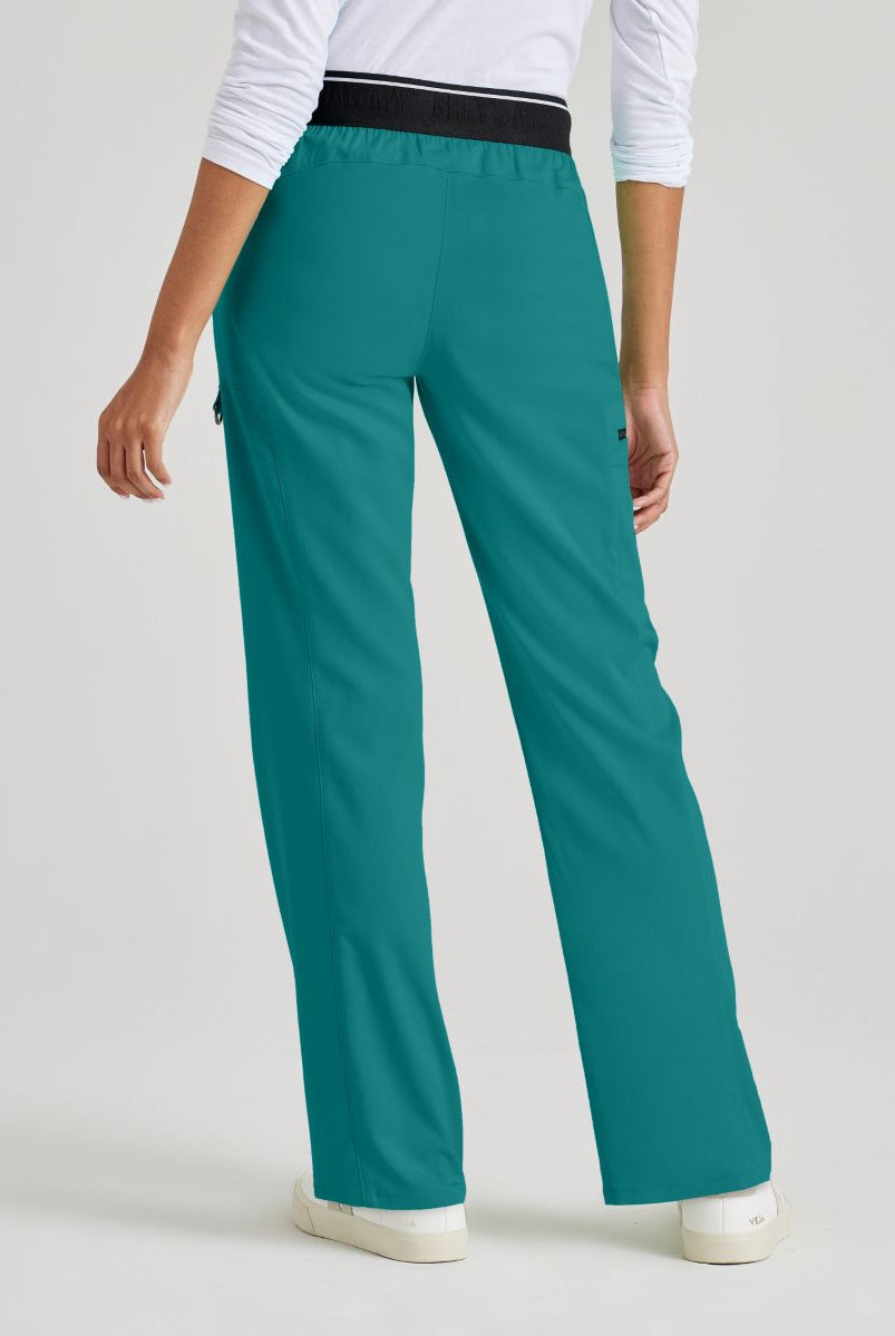 Greys Anatomy Kim 3 Pocket Elastic Back Waistband Zip-Pocket Pants | Teal