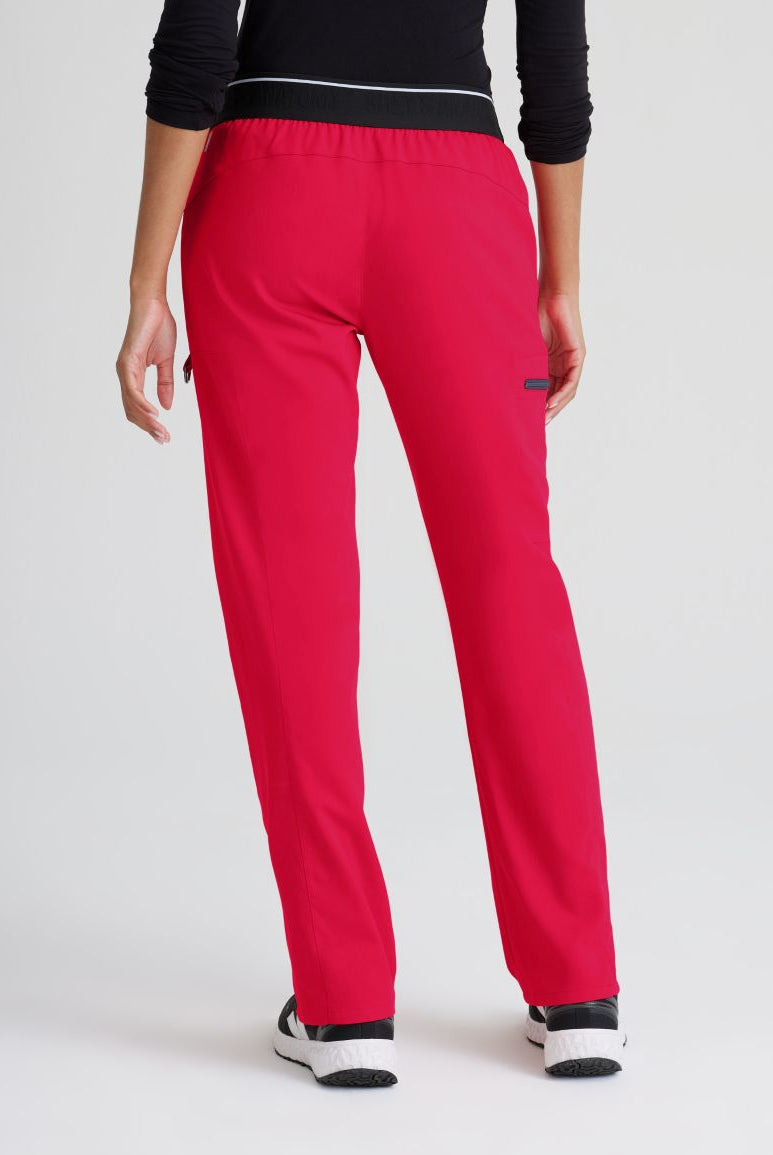 Greys Anatomy Kim 3 Pocket Elastic Back Waistband Zip-Pocket Pants | Scarlet Red