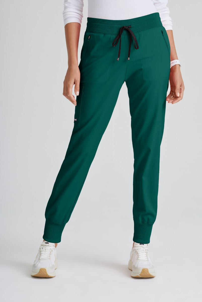 Grey's Anatomy Eden Women's 5-Pocket Cargo Jogger Scrub Trousers | Hunter Green