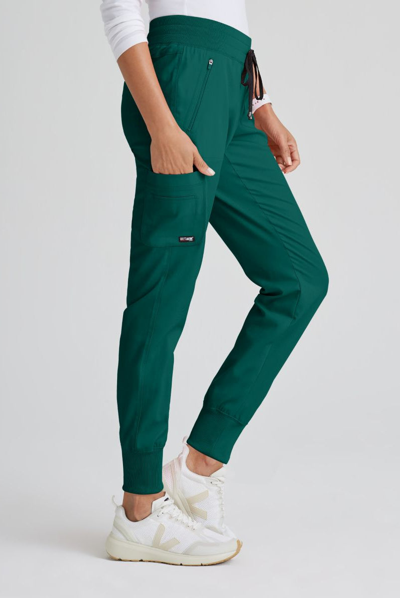 Grey's Anatomy Eden Women's 5-Pocket Cargo Jogger Scrub Trousers | Hunter Green