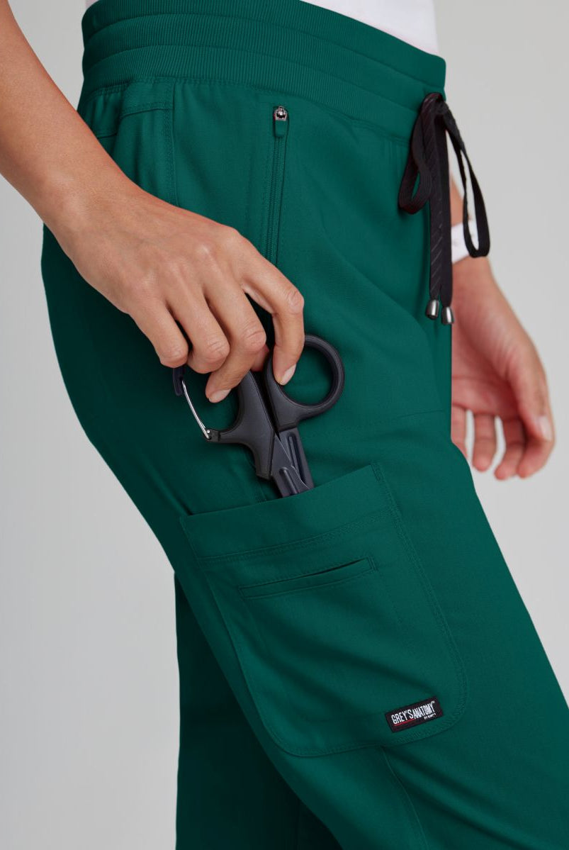 Grey's Anatomy Eden Women's 5-Pocket Cargo Jogger Scrub Trousers | Hunter Green