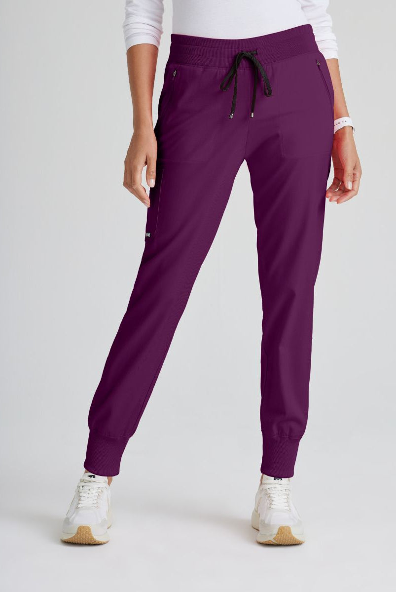 Grey's Anatomy Eden Women's 5-Pocket Cargo Jogger Scrub Trousers | Wine