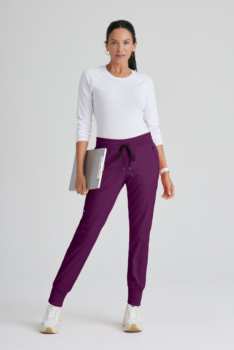 Grey's Anatomy Eden Women's 5-Pocket Cargo Jogger Scrub Trousers | Wine
