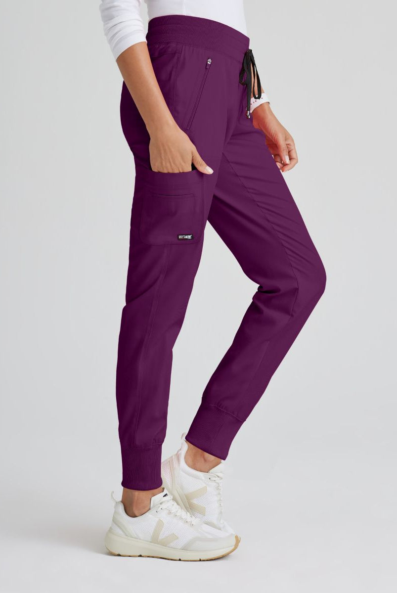 Grey's Anatomy Eden Women's 5-Pocket Cargo Jogger Scrub Trousers | Wine