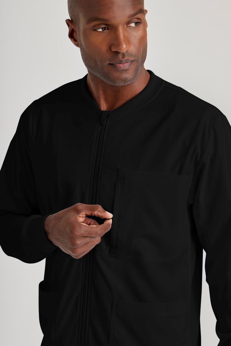 Grey's Anatomy by Barco Spandex Stretch Men's Antimicrobial Warm-Up Scrub Jacket | BLACK