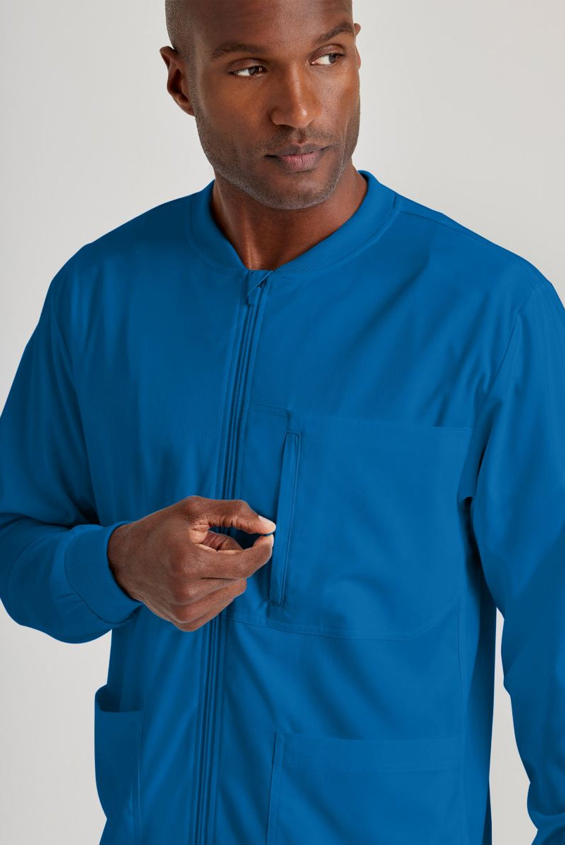 Grey's Anatomy by Barco Spandex Stretch Men's Antimicrobial Warm-Up Scrub Jacket | New Royal