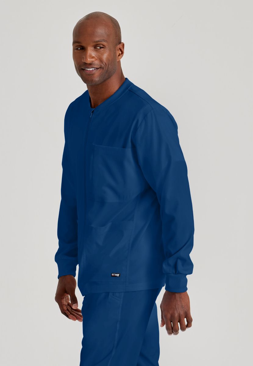 Grey's Anatomy by Barco Spandex Stretch Men's Antimicrobial Warm-Up Scrub Jacket | NAVY