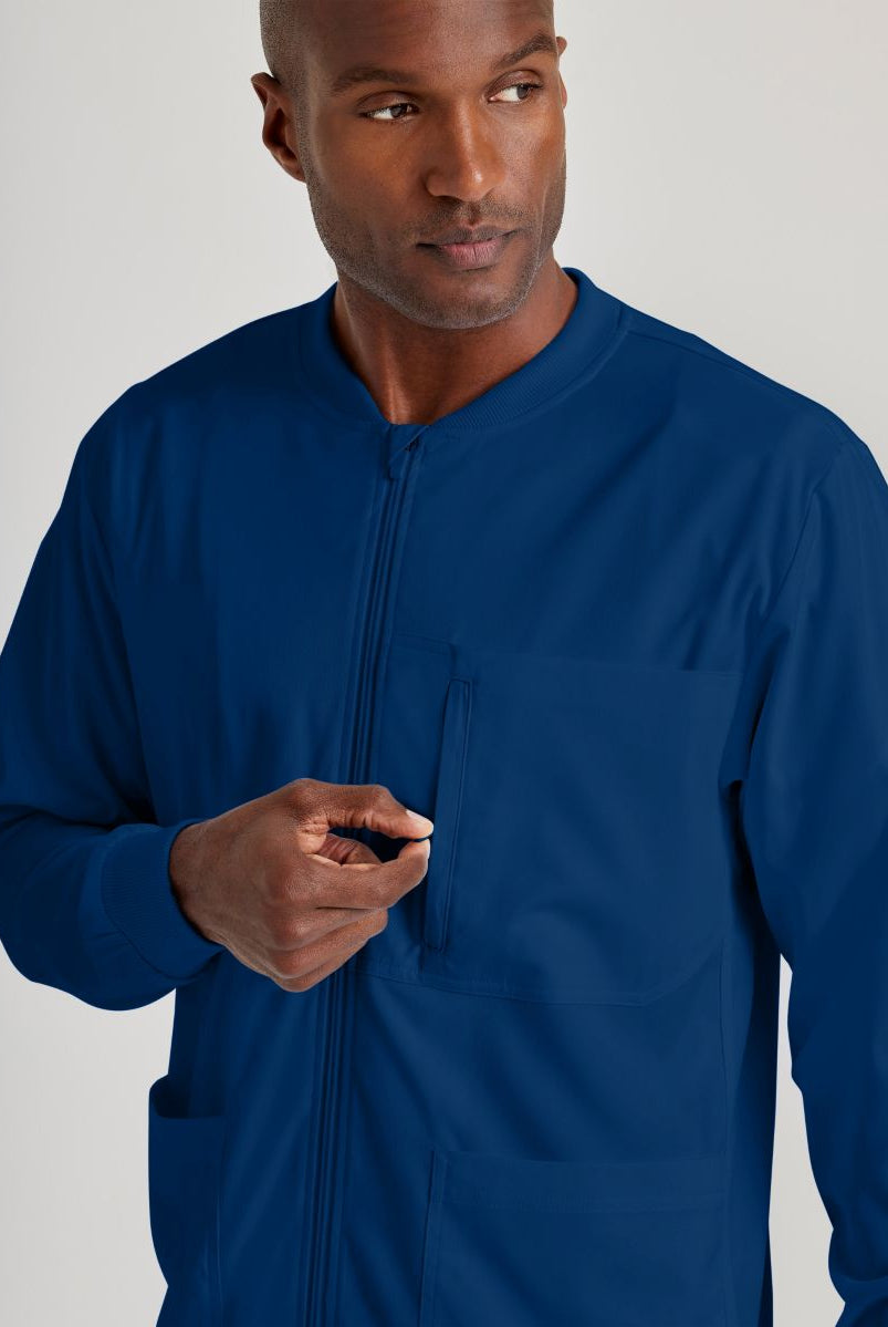 Grey's Anatomy by Barco Spandex Stretch Men's Antimicrobial Warm-Up Scrub Jacket | NAVY