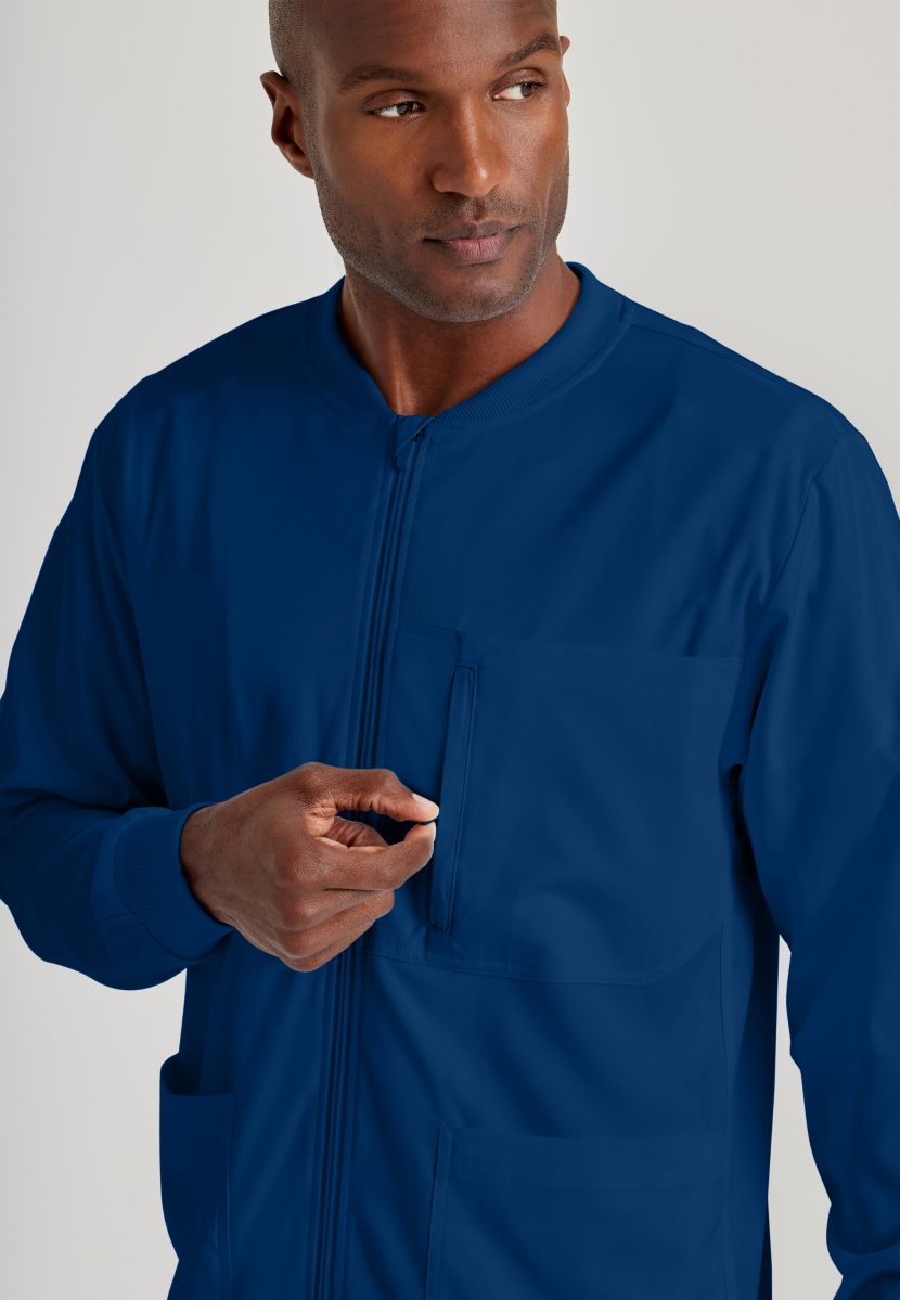 Grey's Anatomy by Barco Spandex Stretch Men's Antimicrobial Warm-Up Scrub Jacket | NAVY