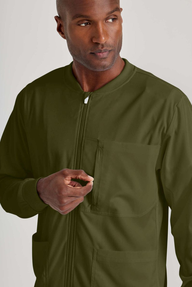 Grey's Anatomy by Barco Spandex Stretch Men's Antimicrobial Warm-Up Scrub Jacket | OLIVE