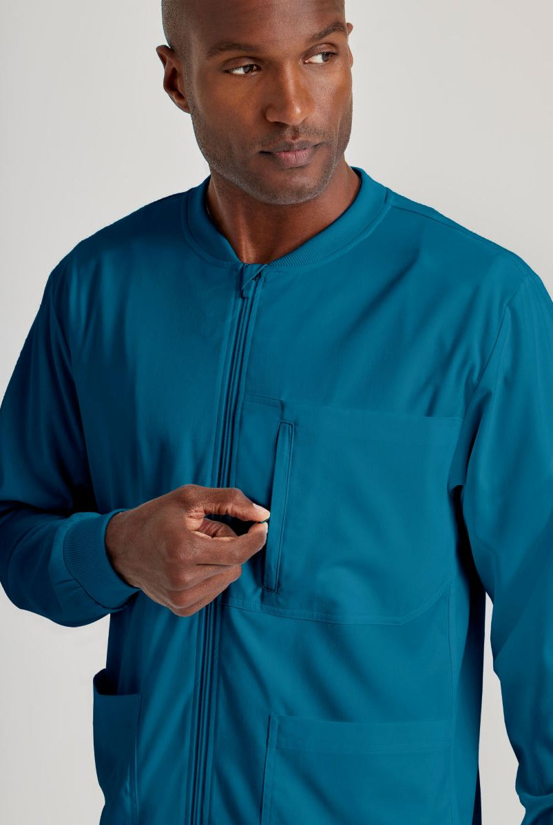 Grey's Anatomy by Barco Spandex Stretch Men's Antimicrobial Warm-Up Scrub Jacket | Caribbean