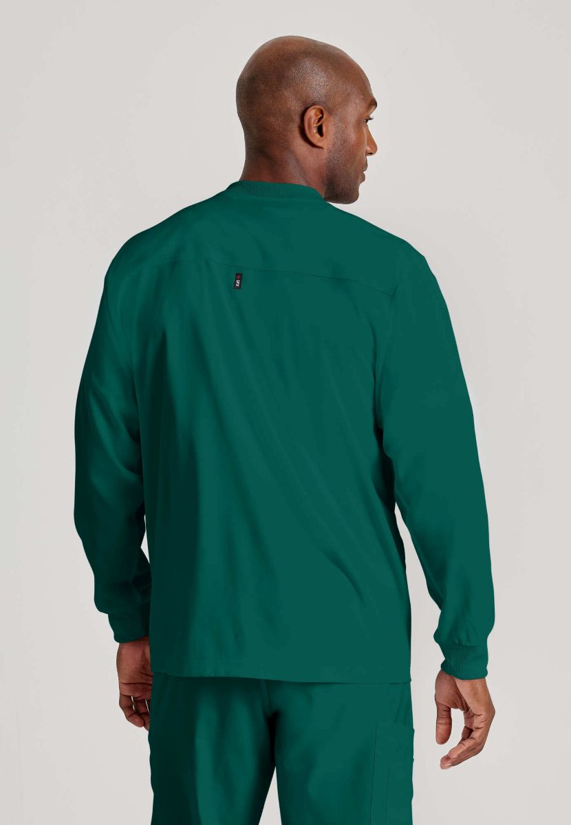 Grey's Anatomy by Barco Spandex Stretch Men's Antimicrobial Warm-Up Scrub Jacket | Hunter Green
