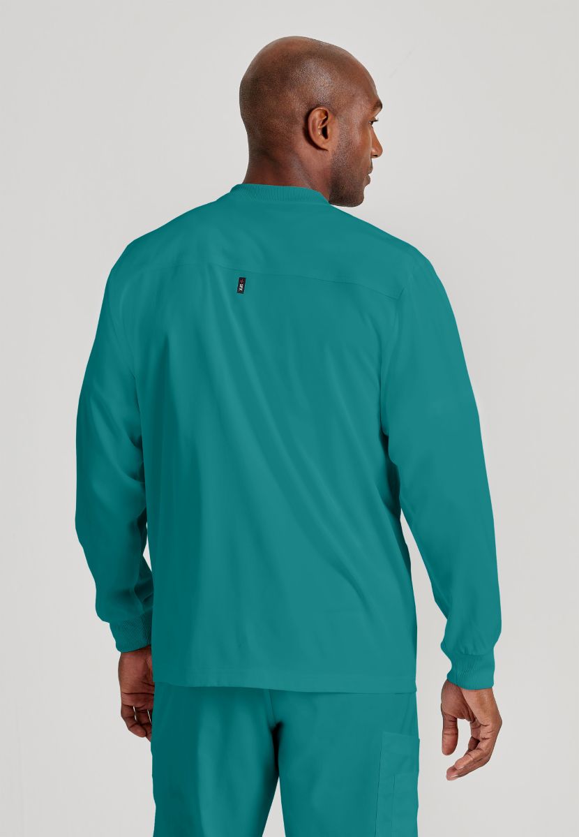 Grey's Anatomy by Barco Spandex Stretch Men's Antimicrobial Warm-Up Scrub Jacket | Teal