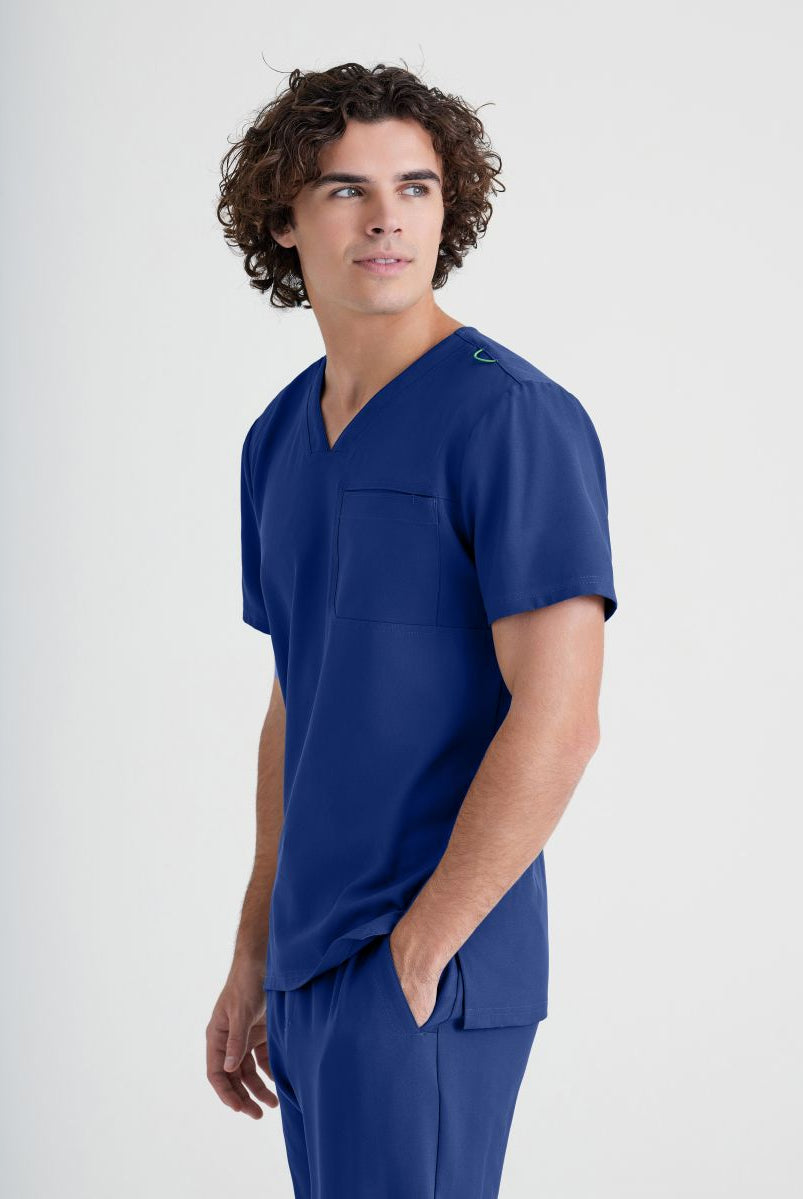 Grey's Anatomy Evolve Piped V-Neck Male Top | NAVY