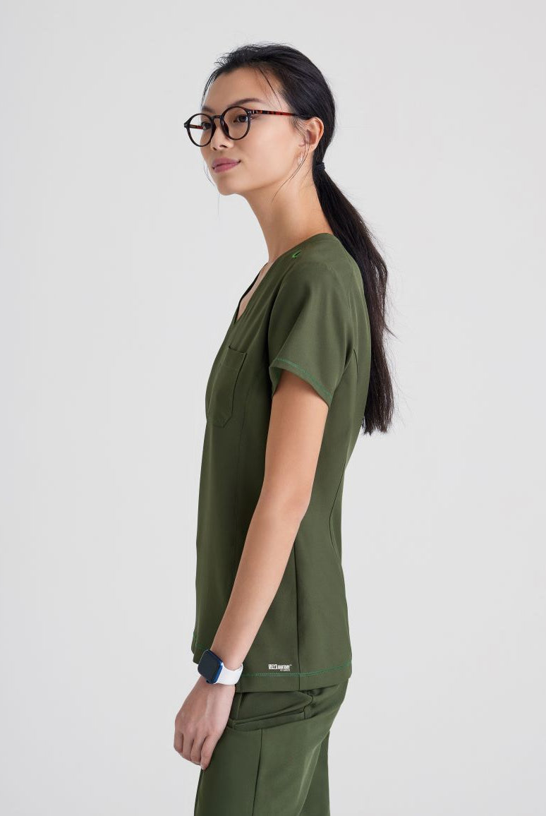 Grey's Anatomy Evolve Sway Scrub Top  | Fern