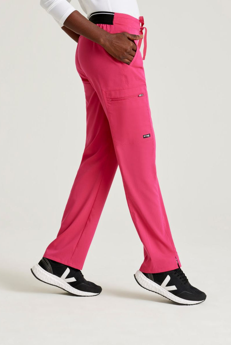 Greys Anatomy Kim 3 Pocket Elastic Back Waistband Zip-Pocket Pants | VIBRANCE PINK