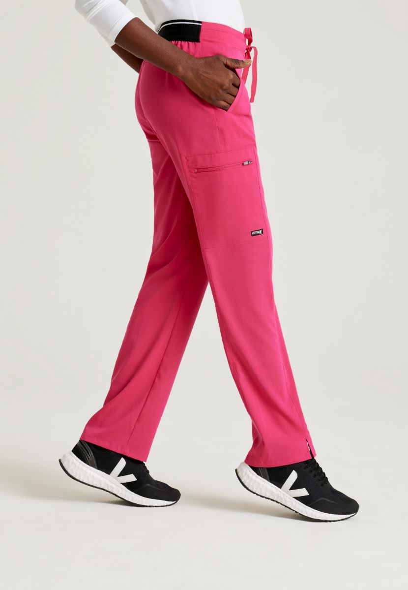 Greys Anatomy Kim 3 Pocket Elastic Back Waistband Zip-Pocket Pants | VIBRANCE PINK