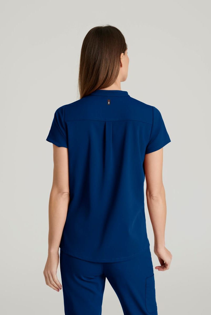Grey's Anatomy Avery 2 Pocket Banded Collar Top | NAVY
