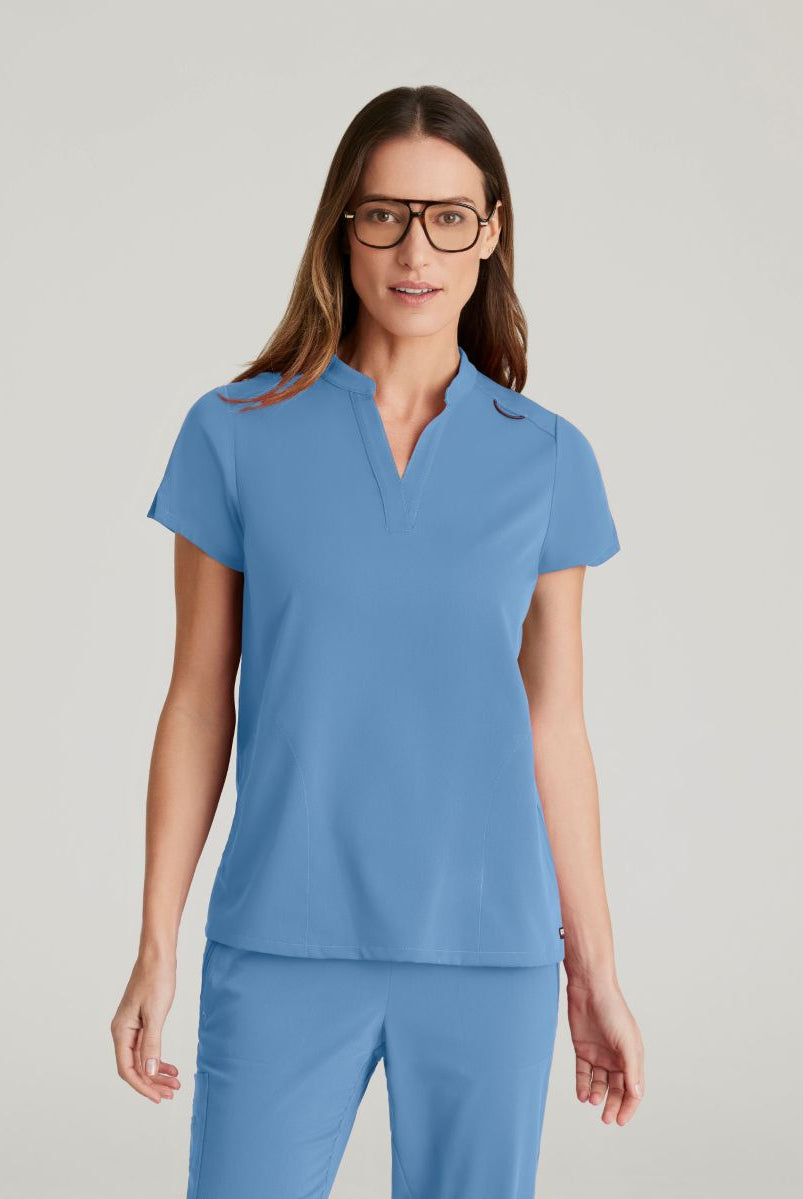 Grey's Anatomy Avery 2 Pocket Banded Collar Top | TRUE CEIL