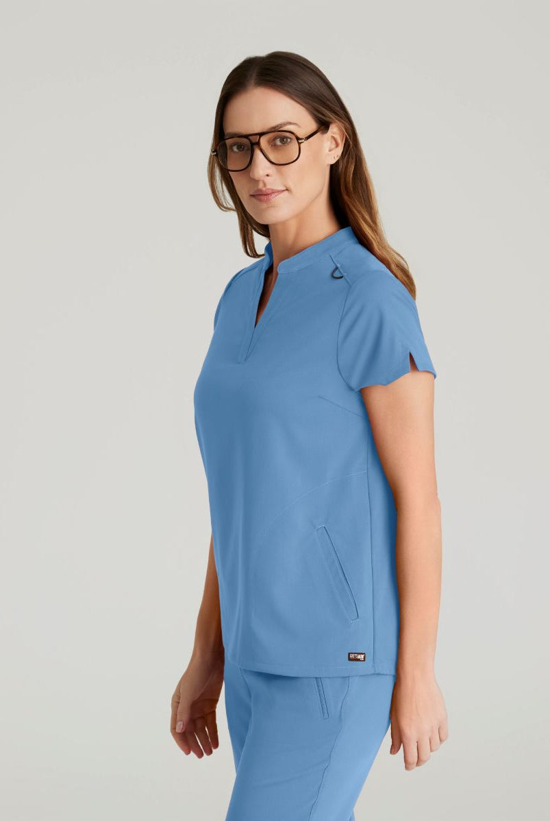 Grey's Anatomy Avery 2 Pocket Banded Collar Top | TRUE CEIL