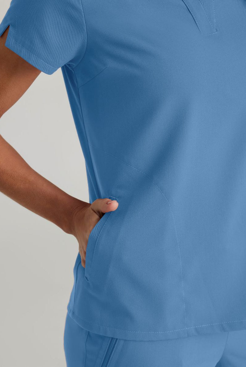 Grey's Anatomy Avery 2 Pocket Banded Collar Top | TRUE CEIL