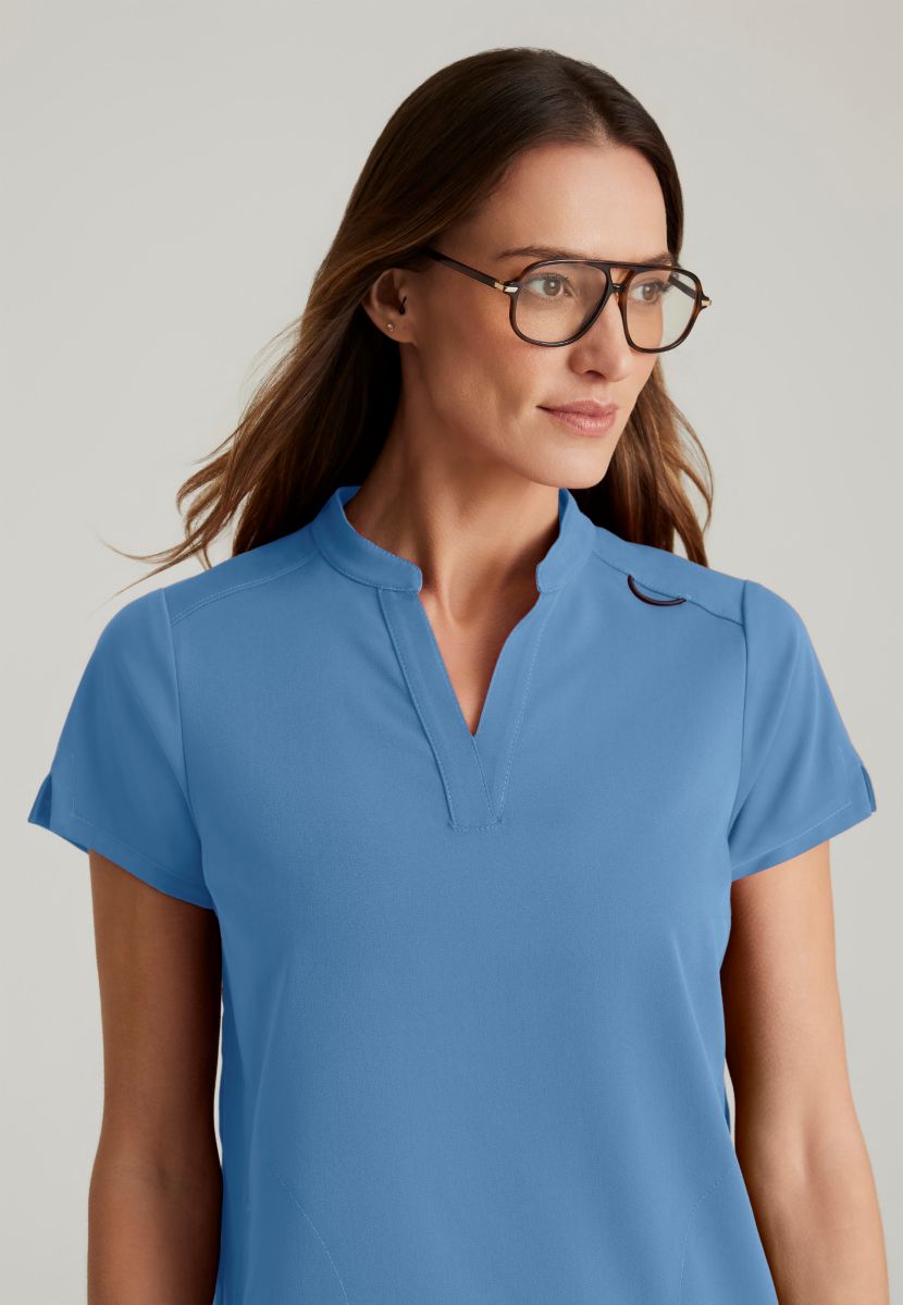Grey's Anatomy Avery 2 Pocket Banded Collar Top | TRUE CEIL