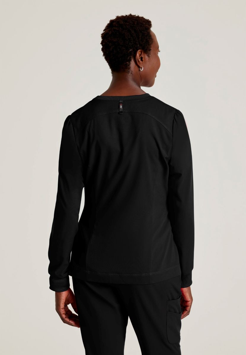 Grey's Anatomy Spandex Stretch Millie Jacket-3 Pocket Zip Jacket | BLACK