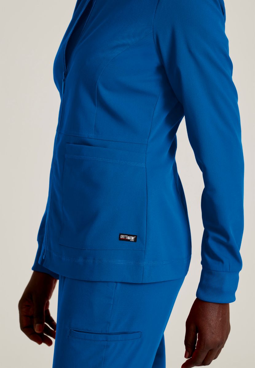Grey's Anatomy Spandex Stretch Millie Jacket-3 Pocket Zip Jacket | New Royal