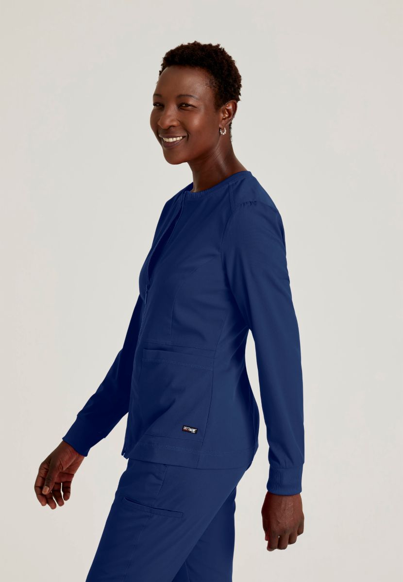 Grey's Anatomy Spandex Stretch Millie Jacket-3 Pocket Zip Jacket | NAVY