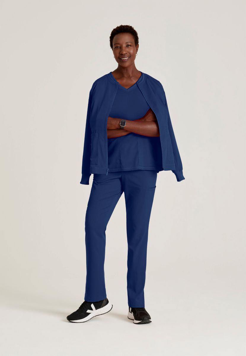 Grey's Anatomy Spandex Stretch Millie Jacket-3 Pocket Zip Jacket | NAVY
