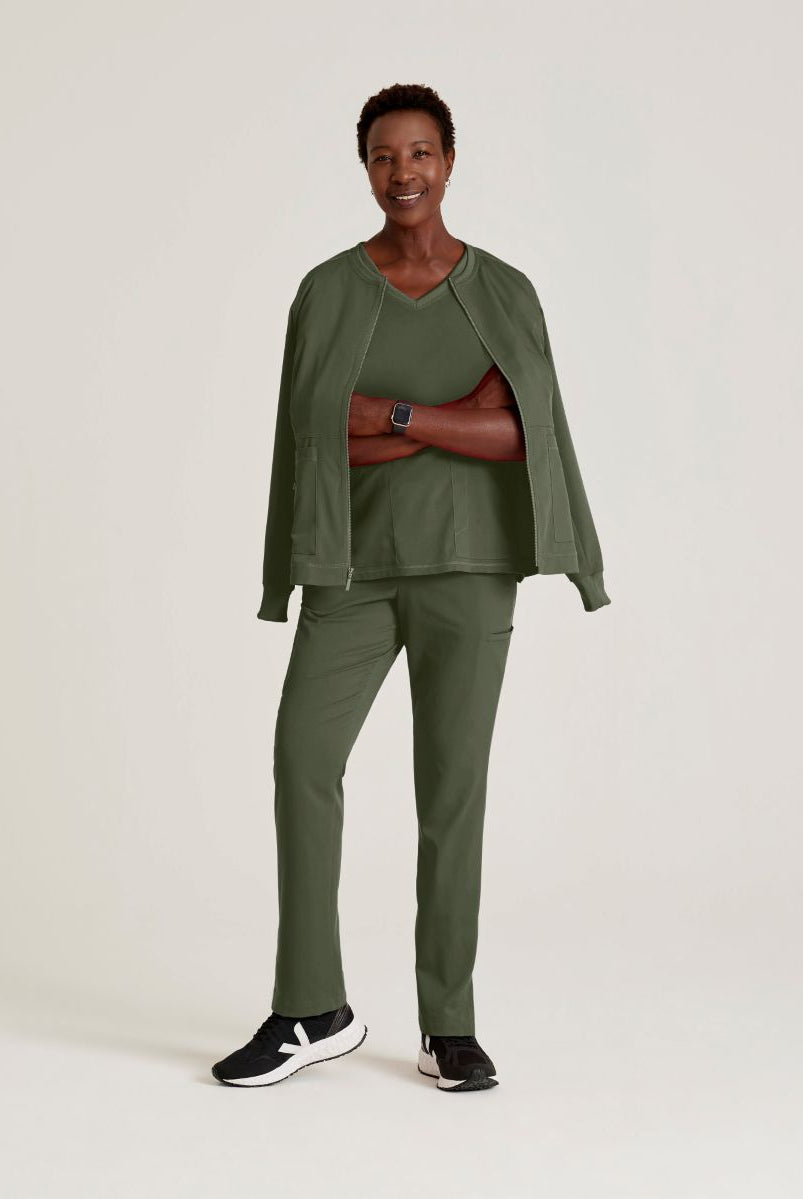 Grey's Anatomy Spandex Stretch Millie Jacket-3 Pocket Zip Jacket | OLIVE