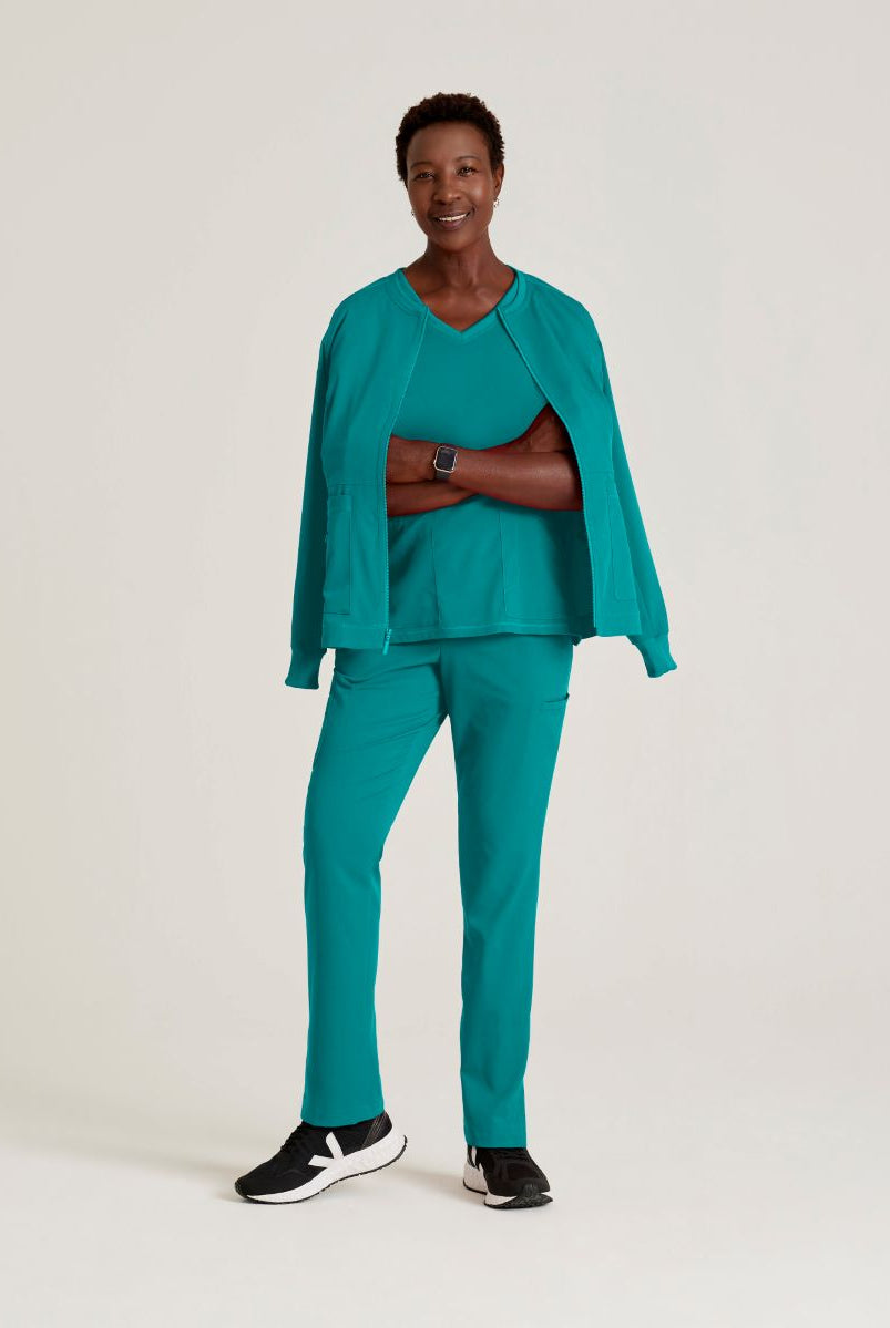 Grey's Anatomy Spandex Stretch Millie Jacket-3 Pocket Zip Jacket | Teal