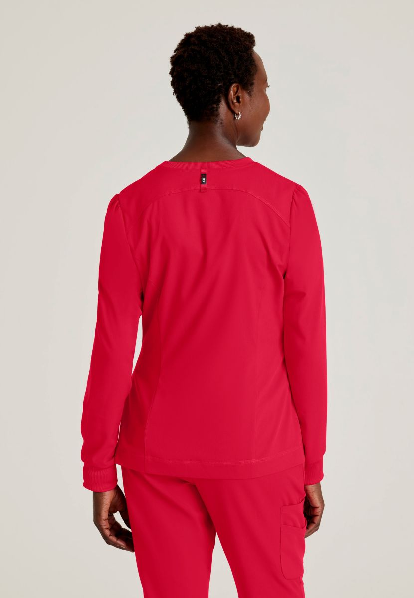 Grey's Anatomy Spandex Stretch Millie Jacket-3 Pocket Zip Jacket | Scarlet Red