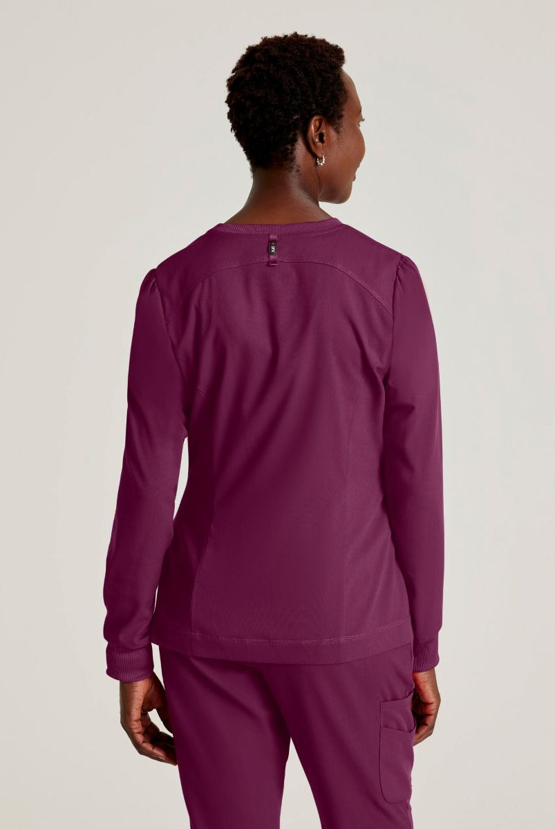 Grey's Anatomy Spandex Stretch Millie Jacket-3 Pocket Zip Jacket | Wine