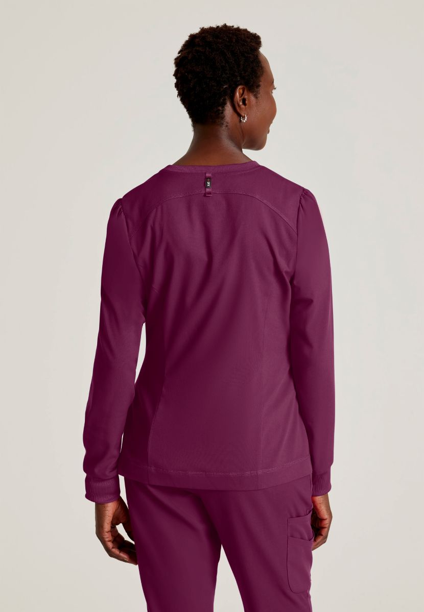 Grey's Anatomy Spandex Stretch Millie Jacket-3 Pocket Zip Jacket | Wine