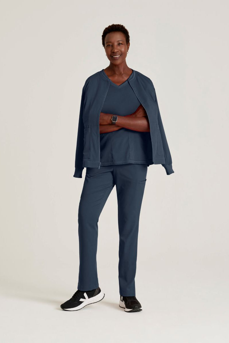 Grey's Anatomy Spandex Stretch Millie Jacket-3 Pocket Zip Jacket | Steel