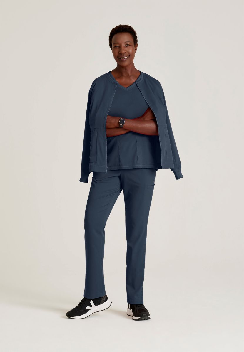 Grey's Anatomy Spandex Stretch Millie Jacket-3 Pocket Zip Jacket | Steel